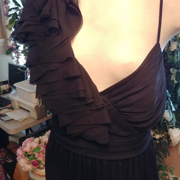 ONE SHOULDER FRILLED LONG DRESS SZ 16 - Picture 2 of 4